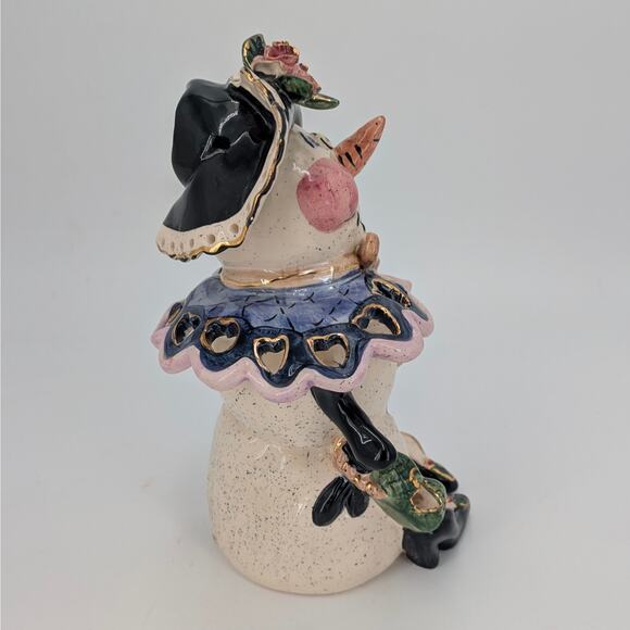 Heather Goldminc Snowman Lady Tea Light Candle Holder Retired Blue Sky Clayworks - Picture 5 of 12